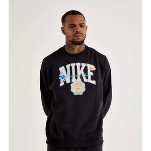 NIKE SPORTSWEAR NSW CLUB Fleece Crew Neck Sweatshirt Black Men's Size‎ Large